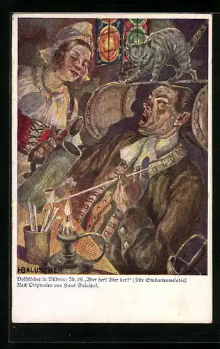 Künstler-AK Hans Baluschek: Bier her, Bier her!