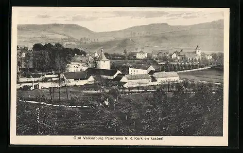 AK Valkenburg, Panorama R. K. Kerk en kasteel