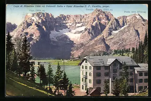 AK Misurina, Lago di Misurina Dolomiti Italia e Hotel Misurina, Fopa, Sorapis & Punt nera