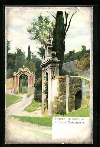 Künstler-AK Rapallo, Strada di Rapallo a Santa Magherita