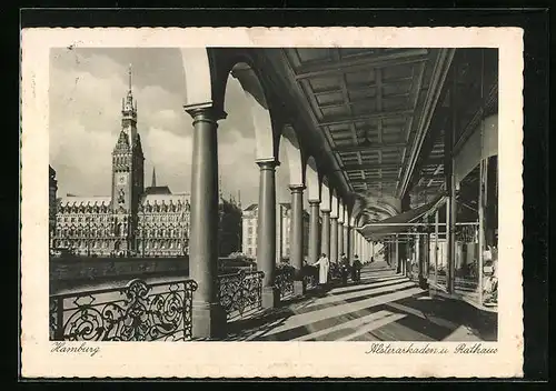 AK Hamburg, Alsterarkaden und Rathaus