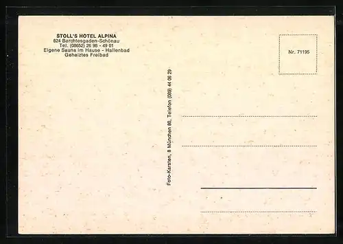 AK Berchtesgaden-Schönau, Stolls Hotel Alpina, Hallenbad