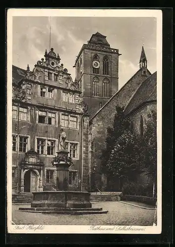 AK Bad Hersfeld, Rathaus und Lullusbrunnen