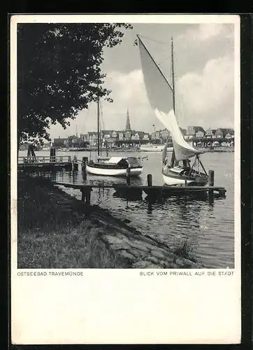 AK Travemünde, Blick vom Priwall auf die Stadt