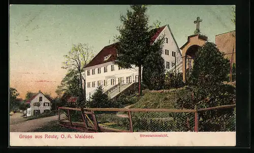 AK Reute /Waldsee, Ortspartie mit Strassenansicht