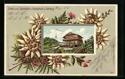 Passepartout-Lithographie Hausbruch b. Harburg, Gasthaus Sennhütte