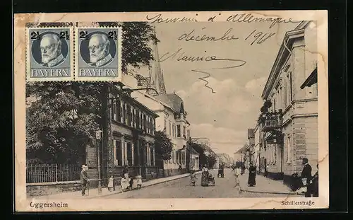 AK Oggersheim, Schillerstrasse mit Passanten