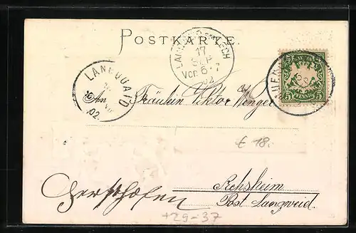 Passepartout-Lithographie München, Feldherrenhalle und Theatinerkirche