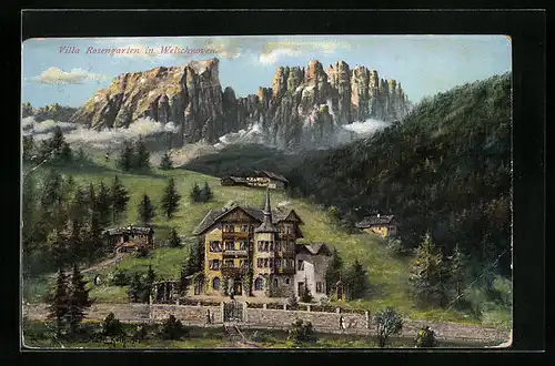 AK Welschnoven, Villa Rosengarten mit Bergpanorama