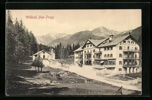 AK Neuprags, Hotel Wildbad Neu-Prags mit Kapelle