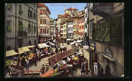 AK Bozen, Piazza delle Erbe von oben gesehen