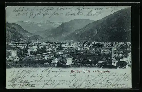 AK Bozen-Gries, Ortsansicht mit Rosengarten