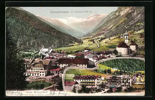 AK Gossensass, Ortsansicht, Hotel Wielandhof