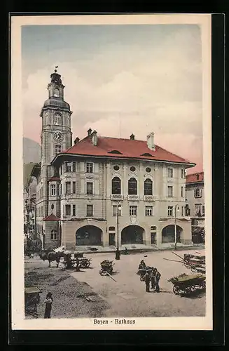 AK Bozen, Rathaus aus der Vogelschau
