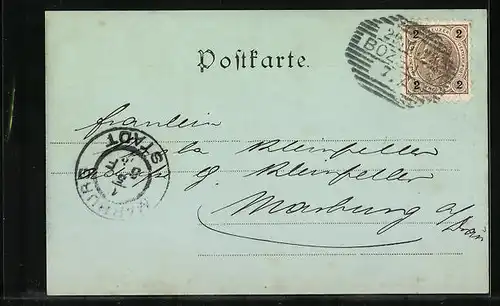 Mondschein-Lithographie Gries-Bozen, Panoramablick auf den Ort