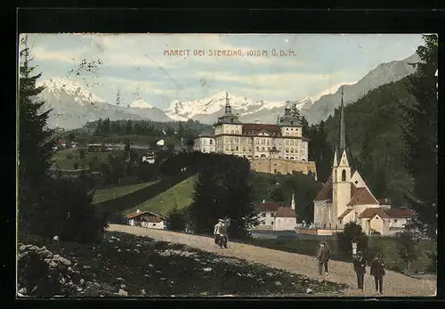 AK Mareit bei Sterzing, Ortspartie mit Kirche