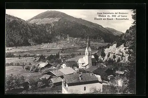 AK Mauls am Eisack-Brennerbahn, Ortspartie mit Kirche