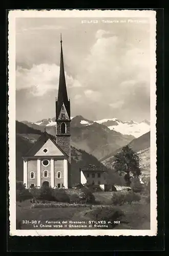 AK Stilfes, Pfarrkirche gegen das Gebirge