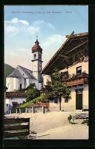 AK Gossensass, Ortspartie mit Kirche