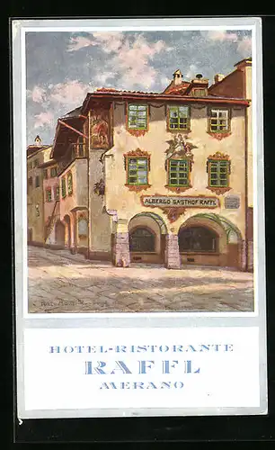 Künstler-AK Merano, Albergo Gasthof Raffl