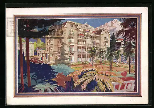 Künstler-AK Merano-Maia-Alta, Bavaria Hotel