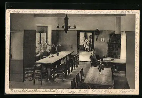 AK Burg Stahleck, Innenschau der Jugendherberge