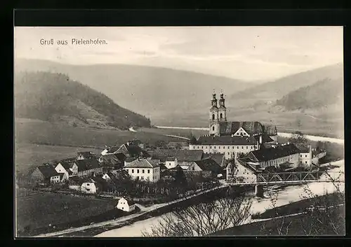 AK Pielenhofen, Ortspartie mit Kirche