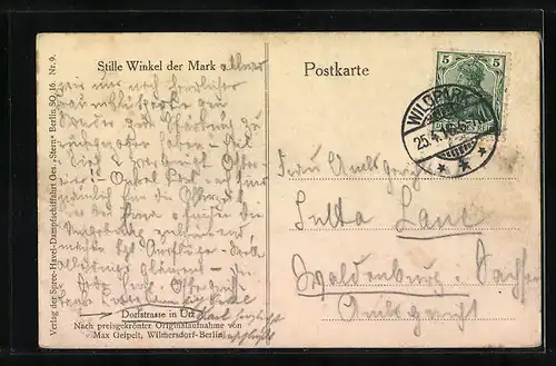 AK Ütz /Mark, Blick die Dorfstrasse entlang