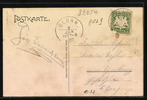 AK Sauerlach, Gasthof zur Post, Teilansicht mit Kirche