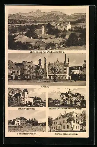 AK Oberoelkofen, Grafing, Rekonvaleszentenheim, Bahnrestaurant