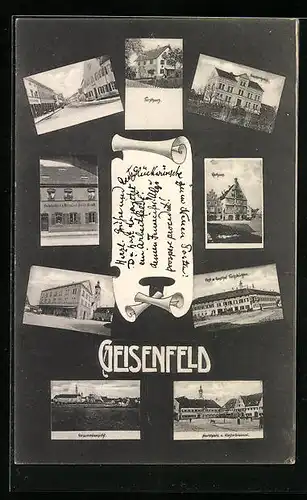 AK Geisenfeld, Forsthaus, Krankenhaus, Buchdruckerei und Verlag von Anton Reindl