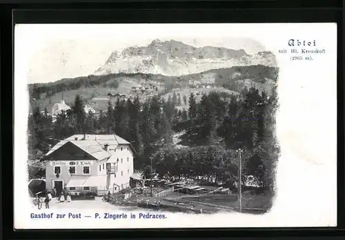 AK Pedraces, Gasthof zur Post u. Abtei mit Hl. Kreuzkofl