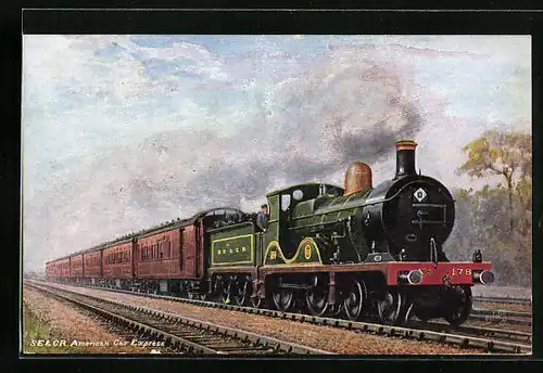 Künstler-AK Lokomotive der englischen Eisenbahn Nr. 178 der SE & CR