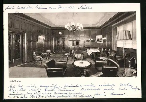 AK Minden i. W., Hotel König von Preussen, Hotelhalle