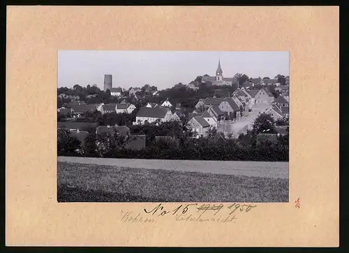 Fotografie Brück & Sohn Meissen, Ansicht Kohren, Ortsansicht mit Kirche & Wehrturm