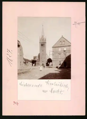 Fotografie Brück & Sohn Meissen, Ansicht Liebenwerda, Marktplatz mit Ausspannung A. Weisse & Nicolaikirche