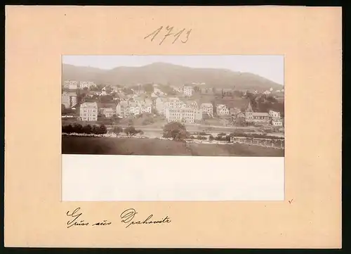 Fotografie Brück & Sohn Meissen, Ansicht Drahowitz, Blick auf den Ort mit Flusspartie
