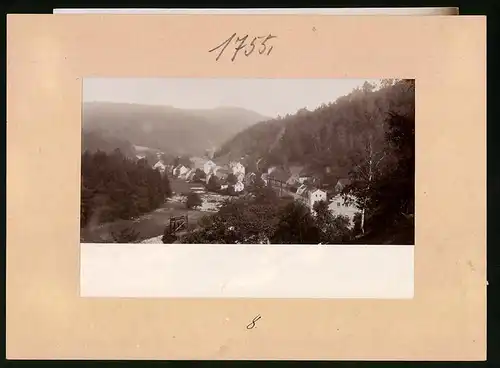 Fotografie Brück & Sohn Meissen, Ansicht Pirkenhammer, Blick auf den Ort mit Aussichtsturm