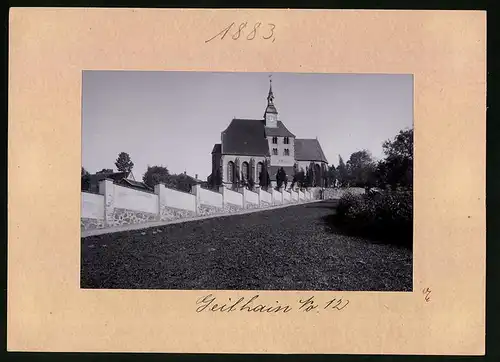 Fotografie Brück & Sohn Meissen, Ansicht Wickershain, Blick auf die Marienkirche mit Mauer