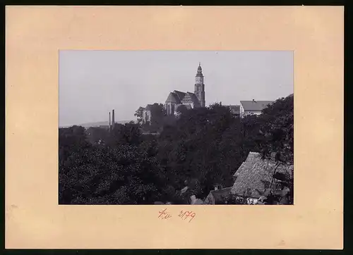 Fotografie Brück & Sohn Meissen, Ansicht Kamenz i. Sa., Blick vom Schlossberg nach dem Herrental, Kirche