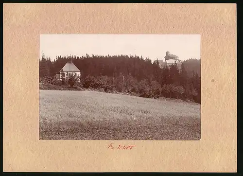 Fotografie Brück & Sohn Meissen, Ansicht Mückenberg, Blick auf das Restaurant Mückentürmchen und die Kapelle