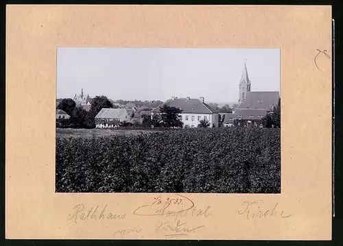 Fotografie Brück & Sohn Meissen, Ansicht Dahlen, Teilansicht der Ortschaft mit Kirche