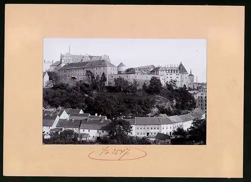 Fotografie Brück & Sohn Meissen, Ansicht Bautzen, Blick auf Schloss Ortenburg und unterm Schloss, Häuserzeile
