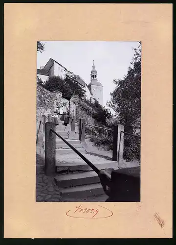 Fotografie Brück & Sohn Meissen, Ansicht Bautzen, Aufgang zum Lauenturm mit Fischerpforte