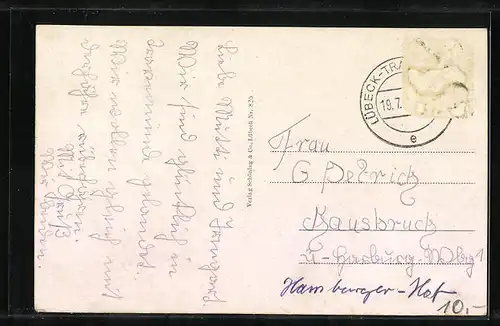 AK Lübeck-Travemünde, Uferpartie mit Segelbooten