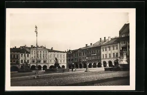 AK Trautenau, Ortsansicht mit Marktplatz