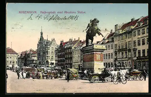 AK Kobenhavn, Hojbroplads med Absalons Statue