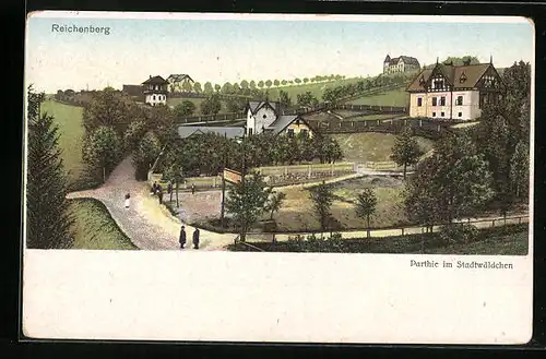 AK Reichenberg, Parthie am Stadtwäldchen