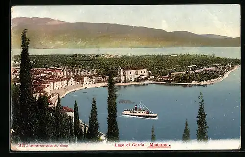 AK Maderno, Teilansicht mit Bucht und Dampfer