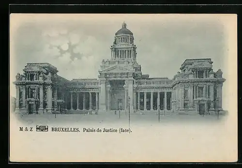 Mondschein-AK Brüssel / Bruxelles, Palais de Justice face